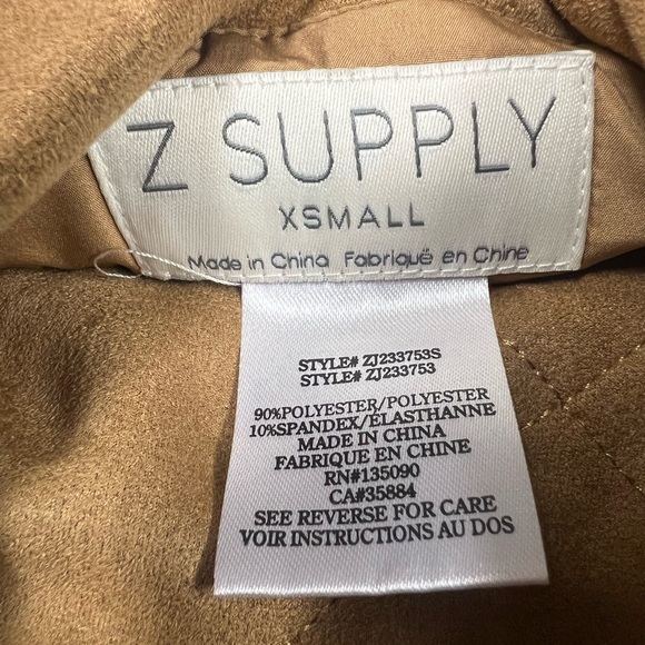 Z Supply Womens Vest Faux Suede Faux Fur Lined XS Zip Up Cozy Cabin Quilted - Picture 8 of 11